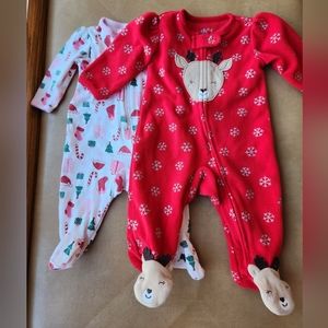 Christmas Footies 0-3 month gently used